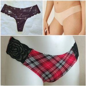 Victoria's Secret Pink, NWT, 3 Pair of No Show Thongs, Size Small
